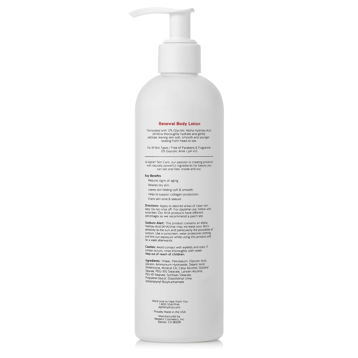 Alpha Skin Care Renewal Body Lotion 12% Glycolic AHA - 12 Oz