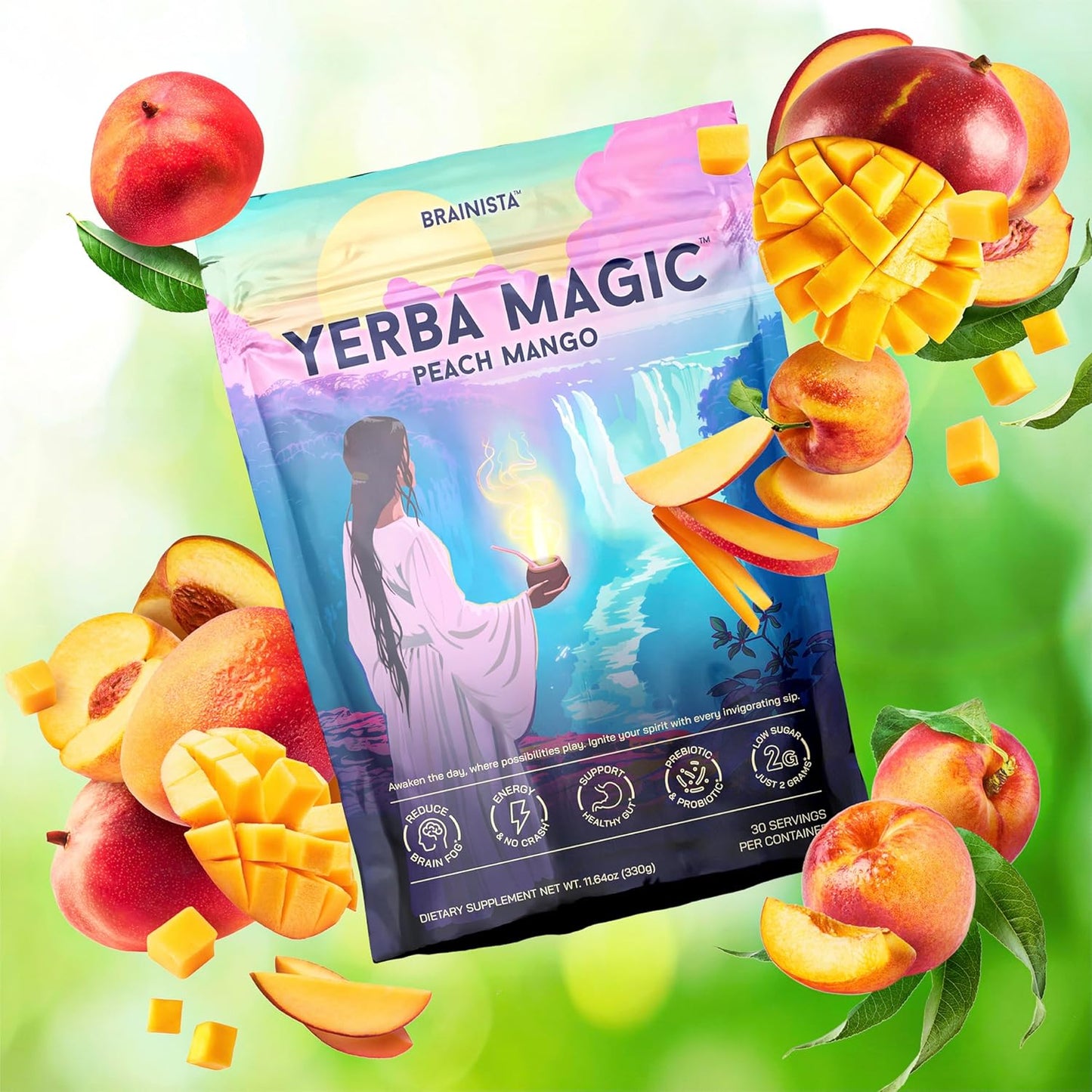 Yerba Magic Instant Tea Powder, Gut Health Powered - Prebiotics and Probiotics -Yerba Magic Peach Mango Yerba Magic Pina Colada 30 Servings