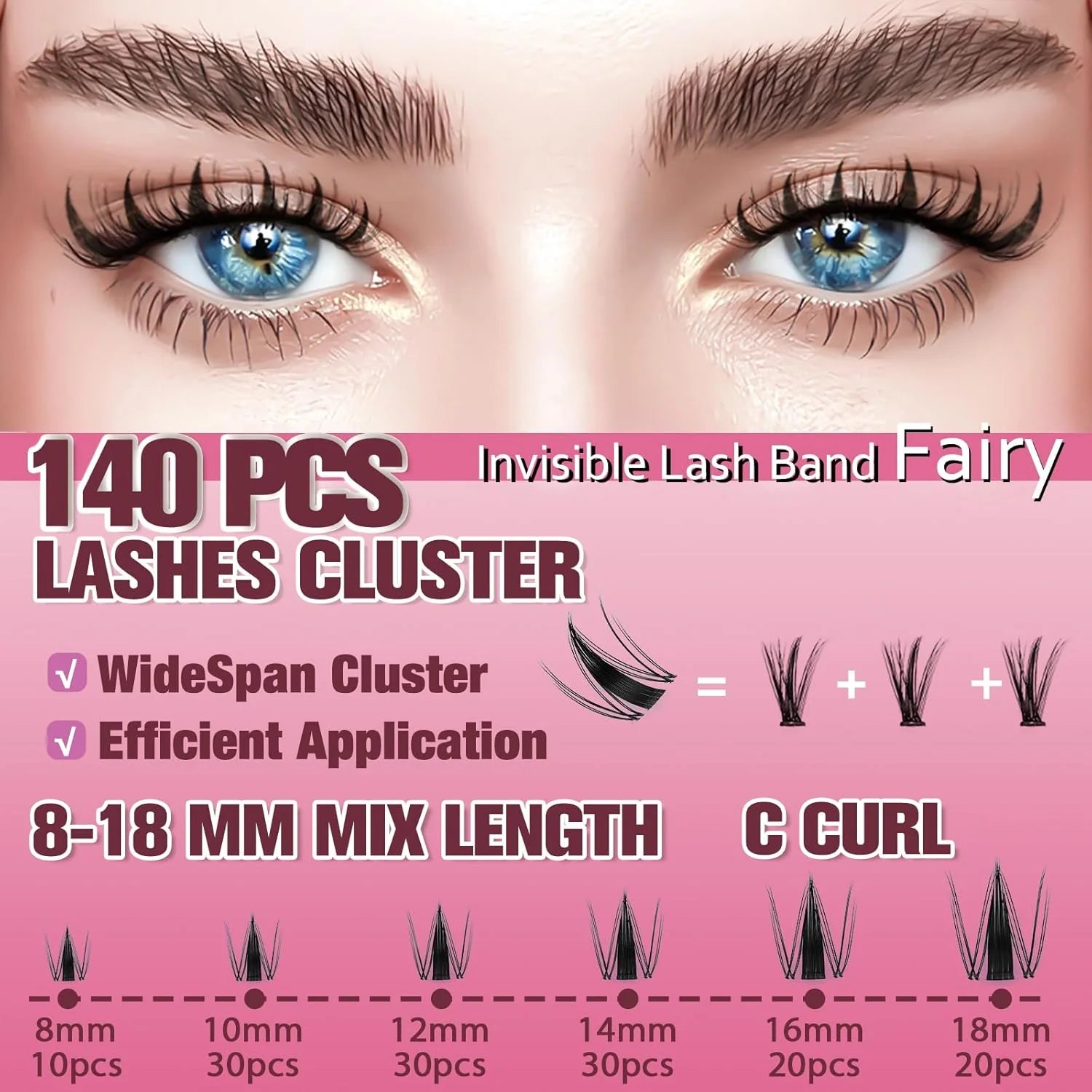 Ucoolme Fairy Lash Clusters Kit 8-18Mm Manga Eyelash Clusters C Curl - Eyelashes Clusters Kit