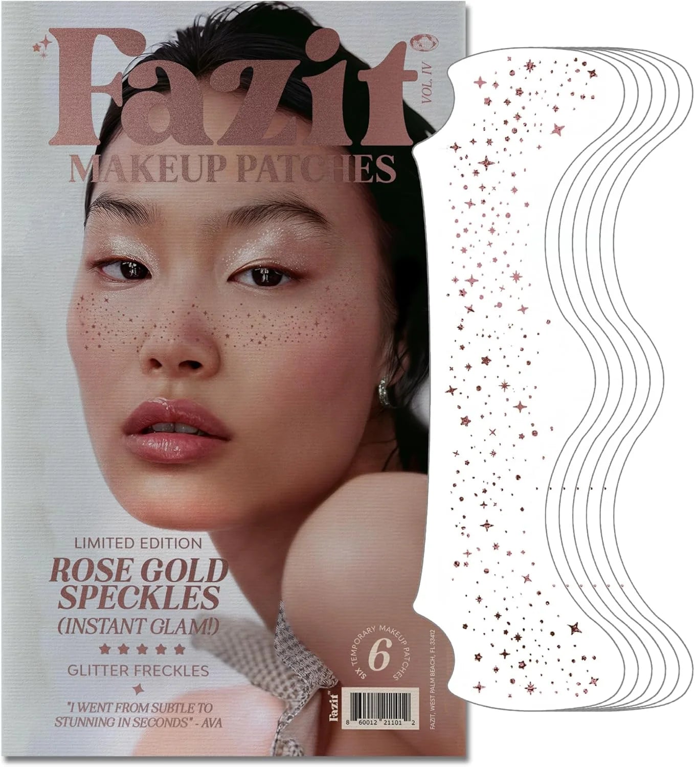 Fazit Makeup Patches - Rose Gold - Face Glitter Makeup Speckles - Glow up Makeup Patches