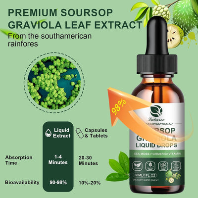 Lukaree Soursop Graviola Leaf Extract Liquid Drop plus Pure Sea Moss - 1 Fl Oz (2 Pack)