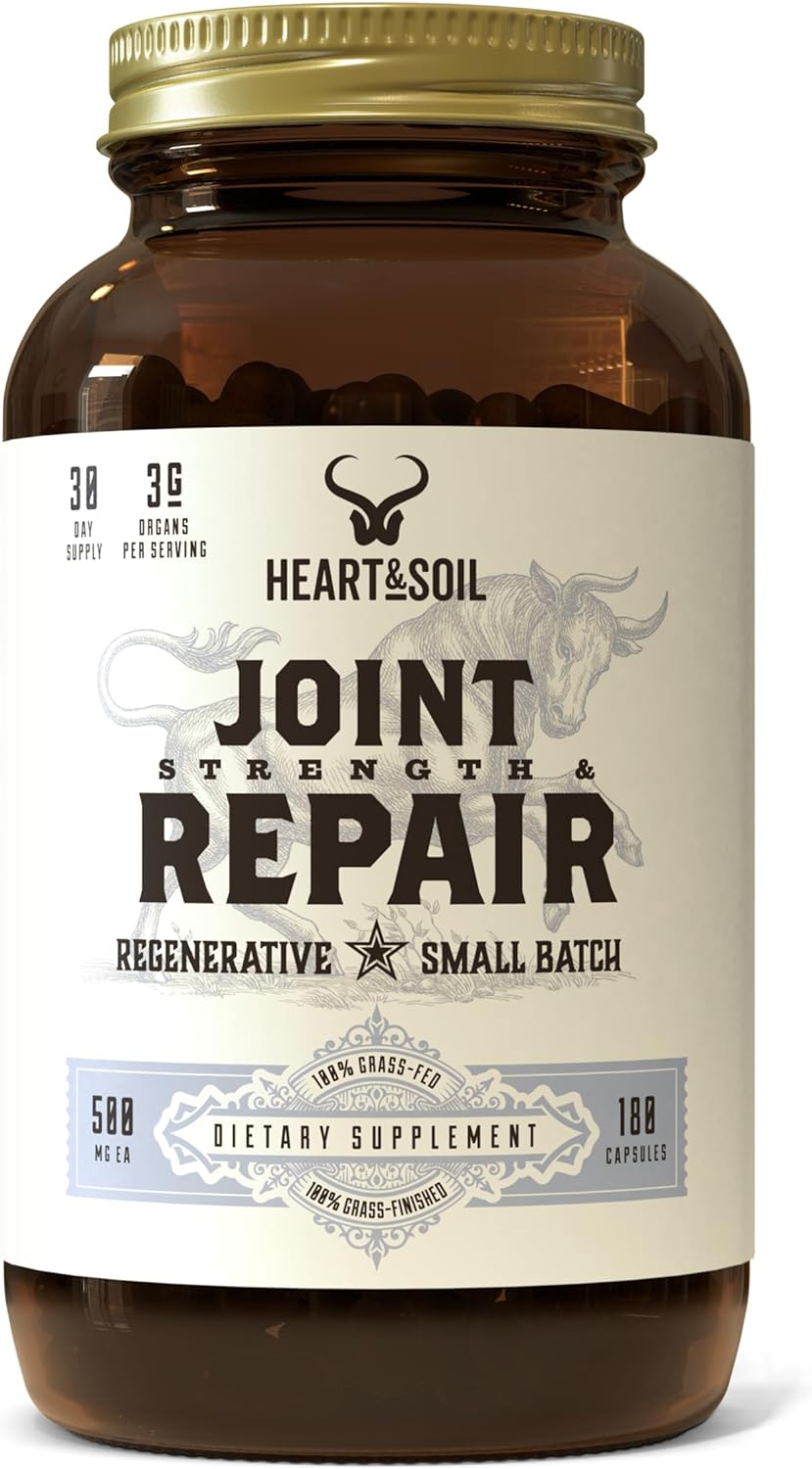 Heart & Soil Grass Fed Joint Support Supplement - Joint Health Supplement - 180 Capsules