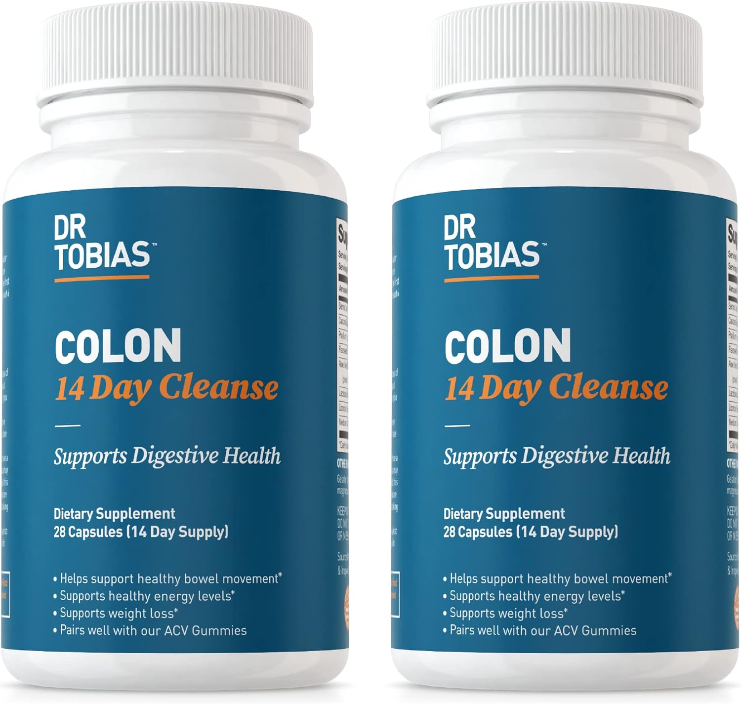 Colon 14 Day Cleanse, Advanced Gut Cleanse Detox - 2 Bottles of 28 Capsules (1-2 Daily) Dr. Tobias Colon 