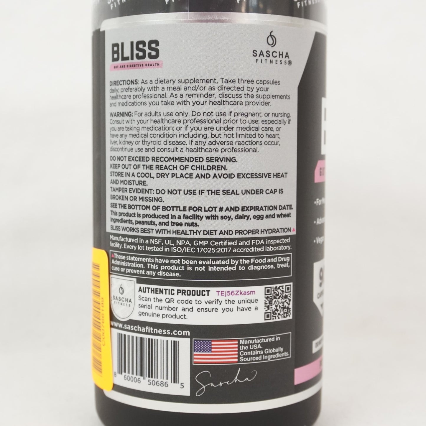 BLISS Gut & Digestive Health 90 Capsules Sascha Fitness 