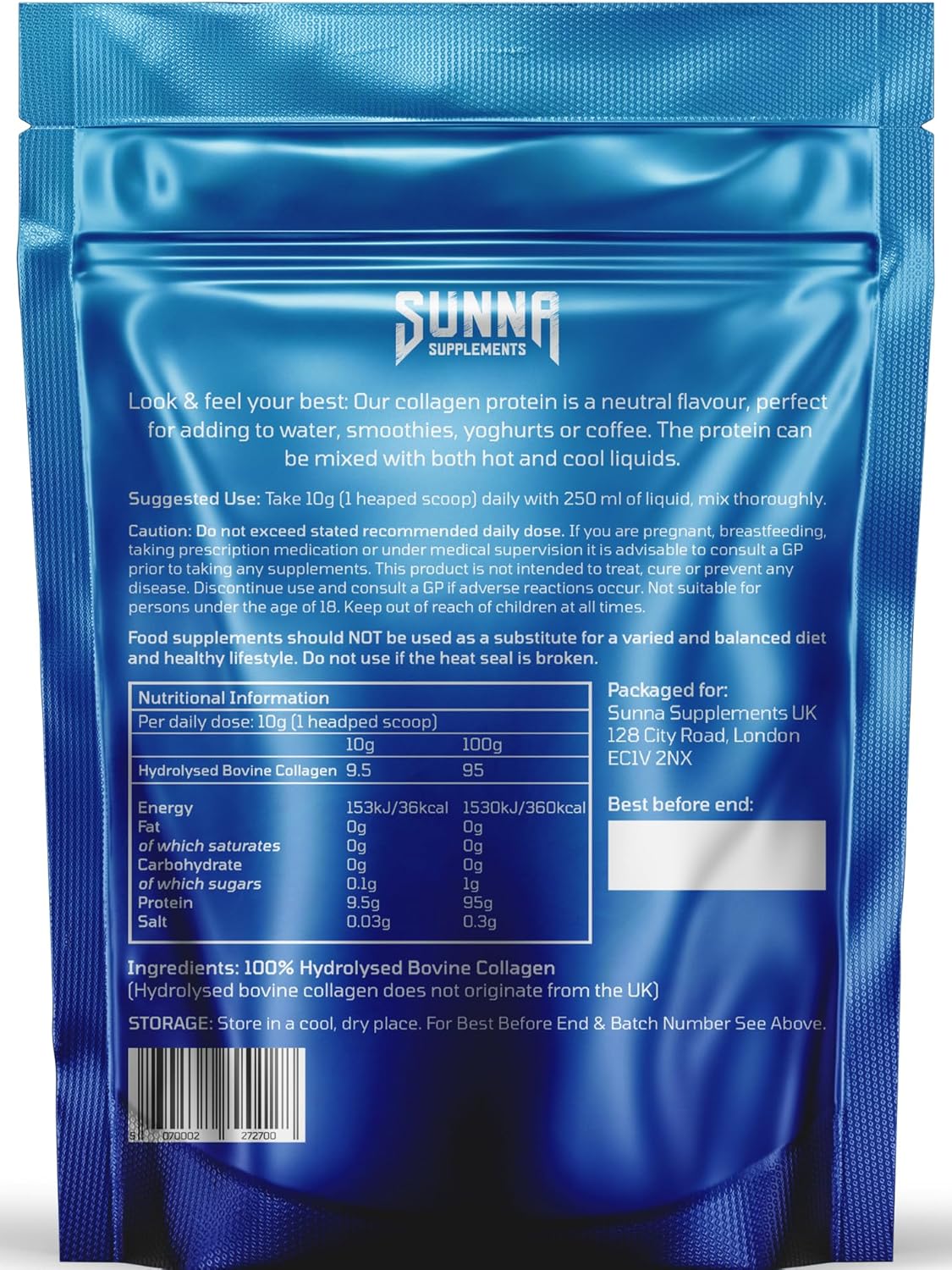 Sunna Halal Bovine Collagen Protein Powder - Unflavored