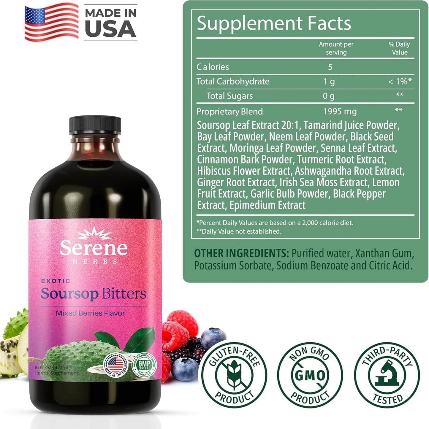 Serene Soursop Bitters Mixed Berry - 16 Fl Oz 