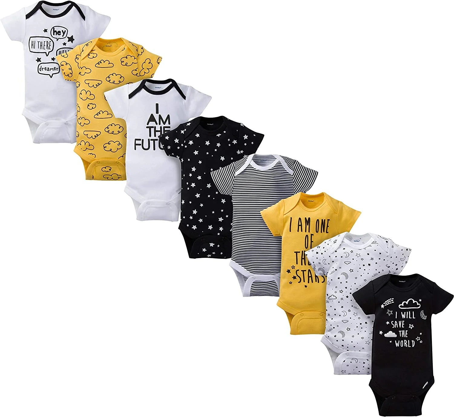 Gerber Unisex-Baby 8-Pack Short Sleeve Onesies Bodysuits