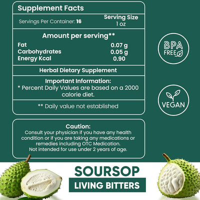 HERBOGANIC Soursop Bitters Liquid - 16 Oz Soursop Bitters