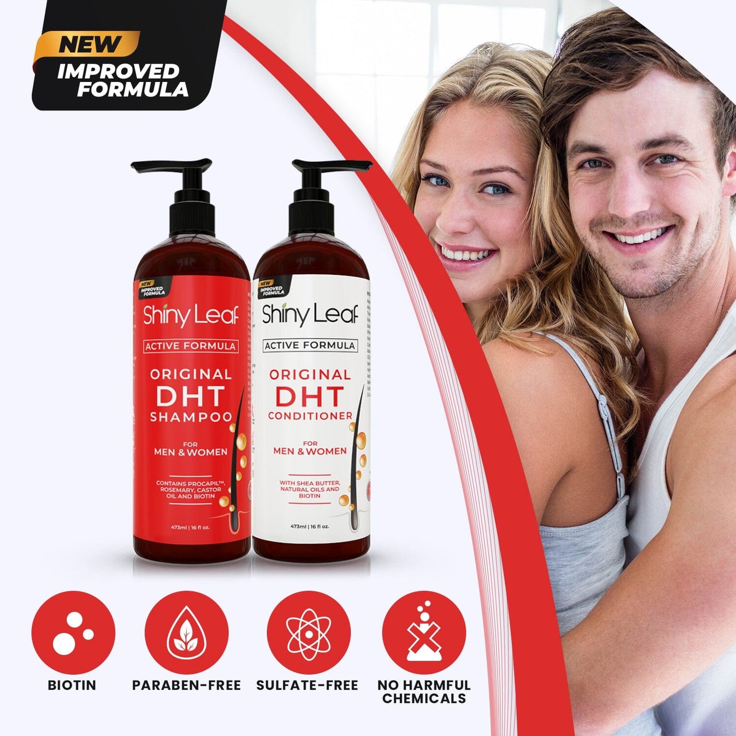 DHT Blocker Anti Hair Loss Shampoo and Conditioner set with Biotin (2 x 16 Oz)