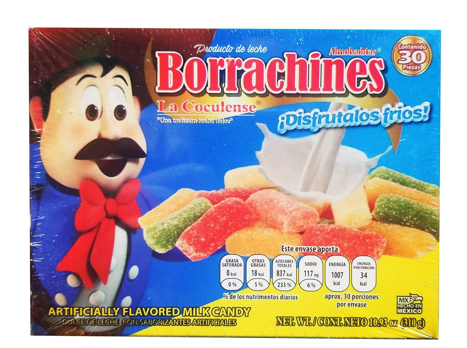 Borrachines Almohaditas (La Coculense) De Leche 30 Piezas -Candy 10.93 Oz.