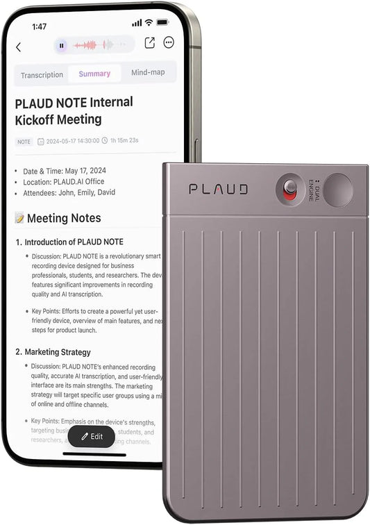 Plaud AI Voice Recorder - Empowered by Chatgpt, Support 59 Languages, 64GB Memory