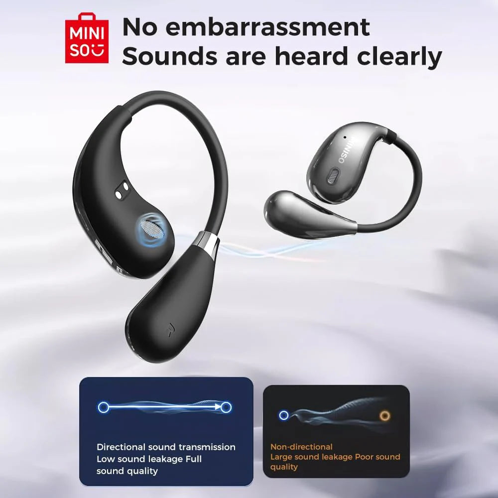 Black MINISO M95 Open Ear Earbuds, True Wireless over the Ear Earbuds