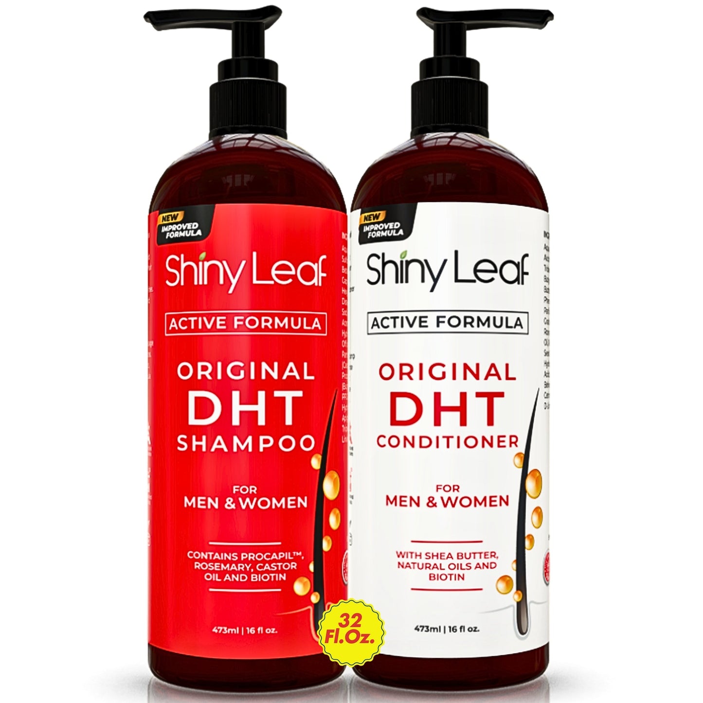 DHT Blocker Anti Hair Loss Shampoo and Conditioner set with Biotin (2 x 16 Oz)