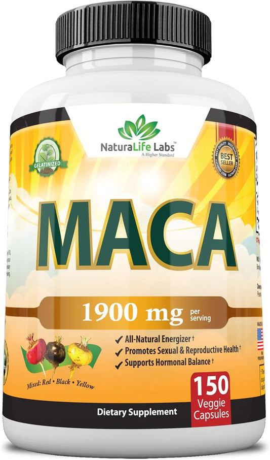 Naturalife Labs Organic Maca Root 1900 MG per Serving - 150 Vegan Capsules