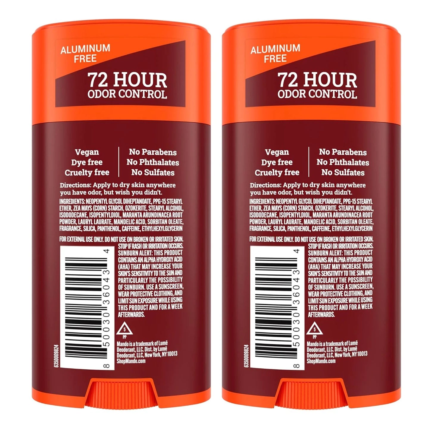 Mando Whole Body Deodorant for Men - Aluminum Free, 1 -(Pack of 2) - Bourbon Leather